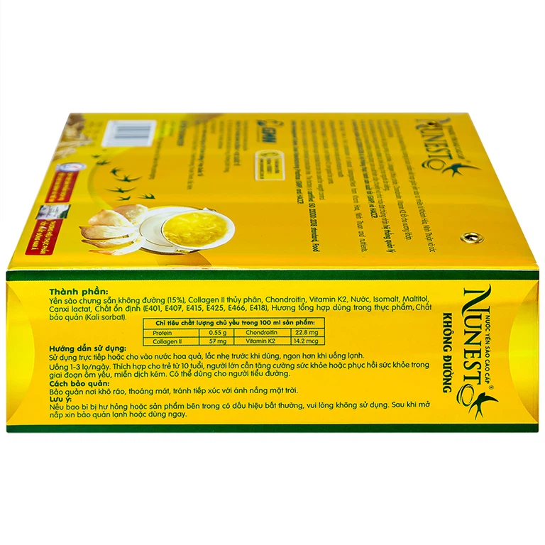 Nước Yến Sào cao cấp Nunest 15% không đường, giúp bồi bổ cơ thể, tăng cường sức khỏe (6 hũ x 70ml)