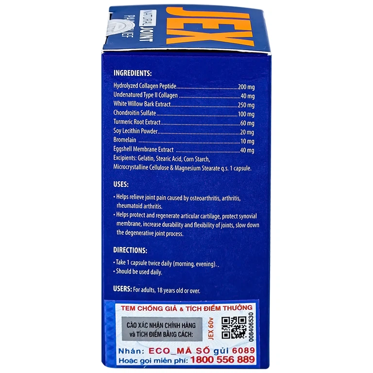 Viên uống Jex Ecogreen hỗ trợ giảm đau trong thoái hoá khớp, viêm khớp (60 viên)