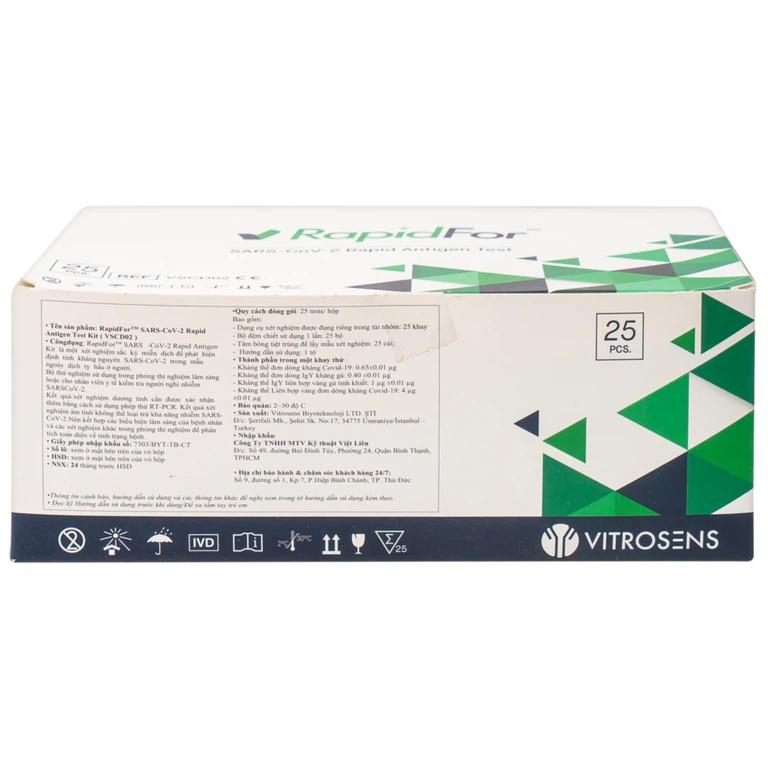 Kit Test RapidFor Sars-CoV-2 Rapid Antigen Kit hỗ trợ test nhanh kháng nguyên Sars Cov-2 (25 kít)