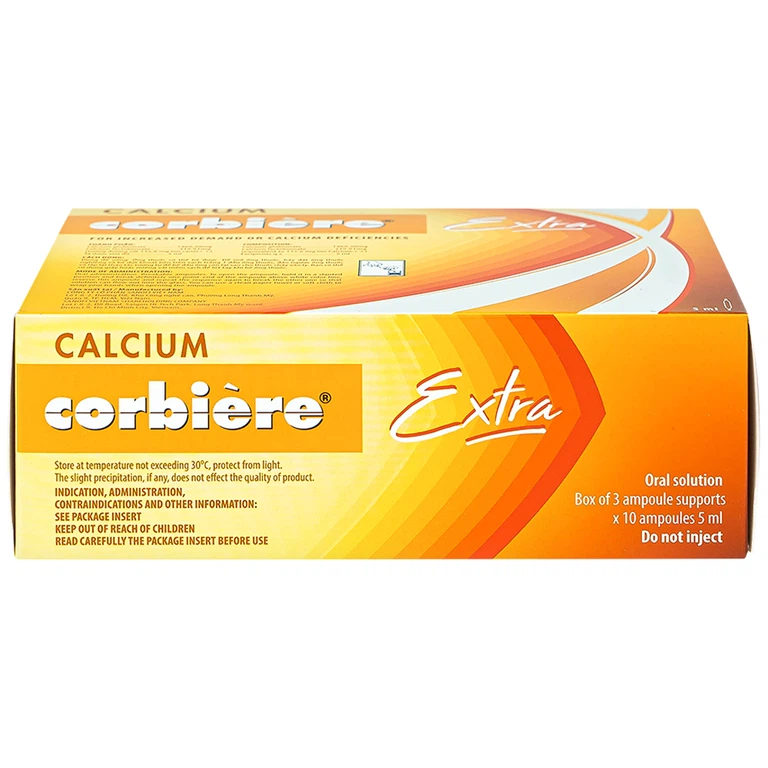 Thuốc Calcium Corbiere Kids Extra Sanofi bổ sung canxi cho trẻ em (3 vỉ x 10 ống x 5ml)