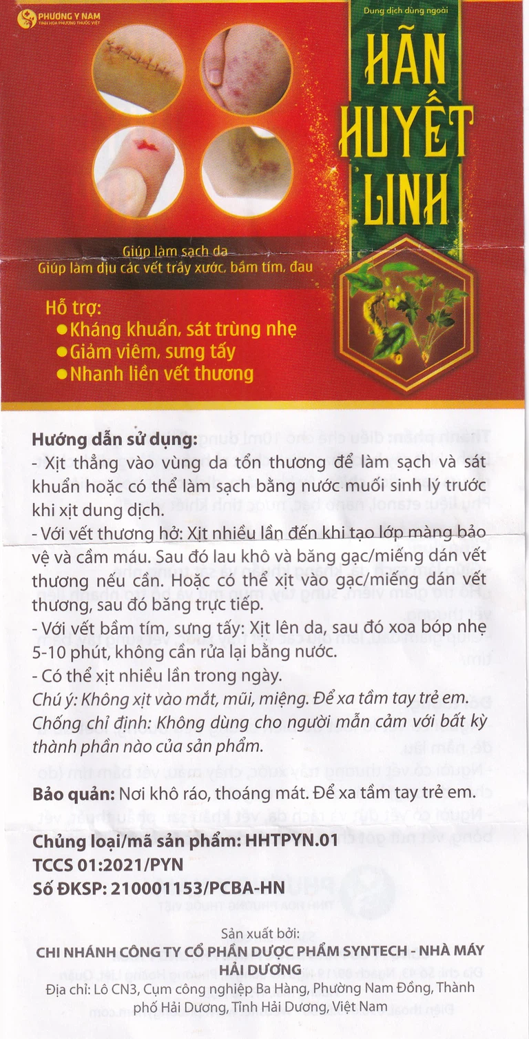 Dung dịch dùng ngoài Hãn Huyết Linh làm sạch da, kháng khuẩn và sát trùng nhẹ (15ml)