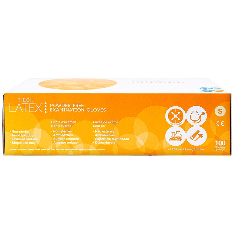 Găng tay cao su y tế không bột Size S Polymer Latex Asap Powder Free Examination Gloves (100 cái)