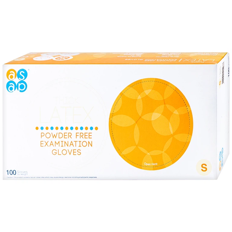 Găng tay cao su y tế không bột Size S Polymer Latex Asap Powder Free Examination Gloves (100 cái)