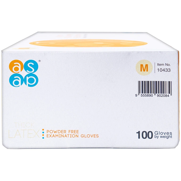 Găng tay cao su y tế không bột Size M Polymer Latex Asap Powder Free Examination Gloves (100 cái)