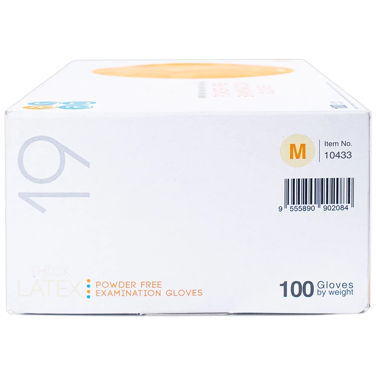 Găng tay cao su y tế không bột Size M Polymer Latex Asap Powder Free Examination Gloves (100 cái)