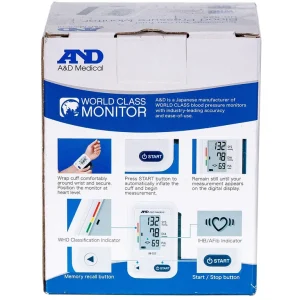 Máy đo huyết áp cổ tay tự động AND UB-525 hỗ trợ đo huyết áp và nhịp tim