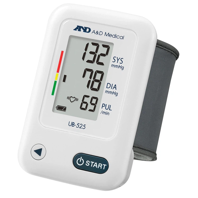Máy đo huyết áp cổ tay tự động AND UB-525 hỗ trợ đo huyết áp và nhịp tim