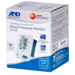 Máy đo huyết áp cổ tay tự động AND UB-525 hỗ trợ đo huyết áp và nhịp tim