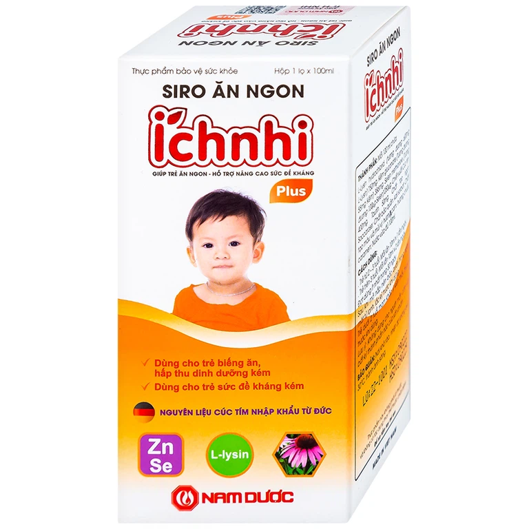 Siro Ích Nhi Plus Nam Dược bổ sung kẽm, seien và lysin giúp trẻ ăn ngon (100ml)