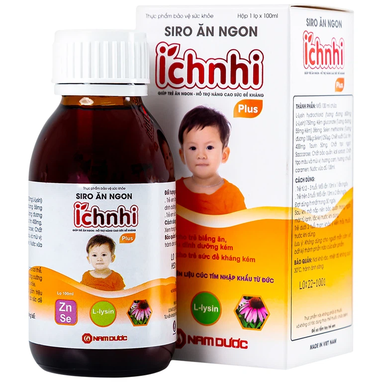 Siro Ích Nhi Plus Nam Dược bổ sung kẽm, seien và lysin giúp trẻ ăn ngon (100ml)