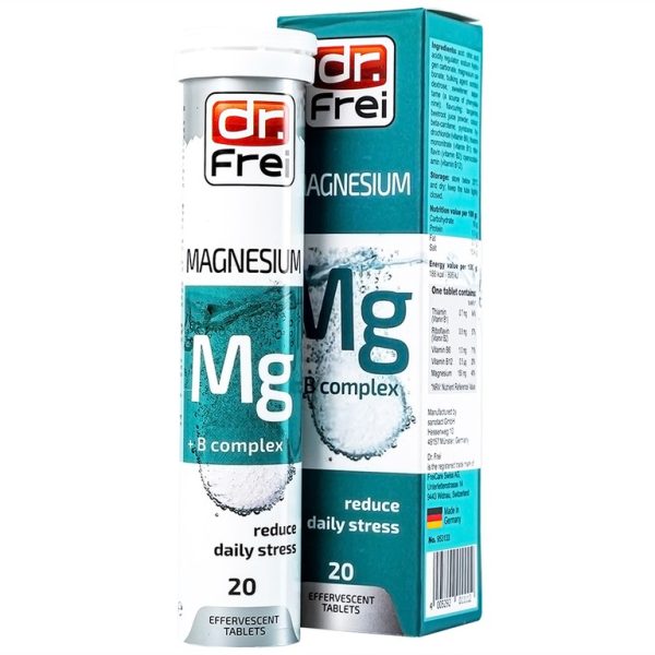 Viên sủi Magnesium + B Complex Dr. Frei hỗ trợ giảm căng thẳng (20 viên)