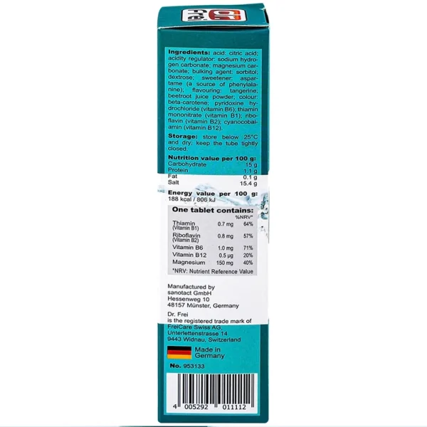 Viên sủi Magnesium + B Complex Dr. Frei hỗ trợ giảm căng thẳng (20 viên)