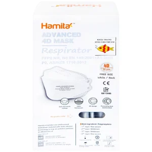 Khẩu trang y tế Hamita Advanced 4D Mask hỗ trợ ngăn khói, bụi, kháng khuẩn (5 cái)