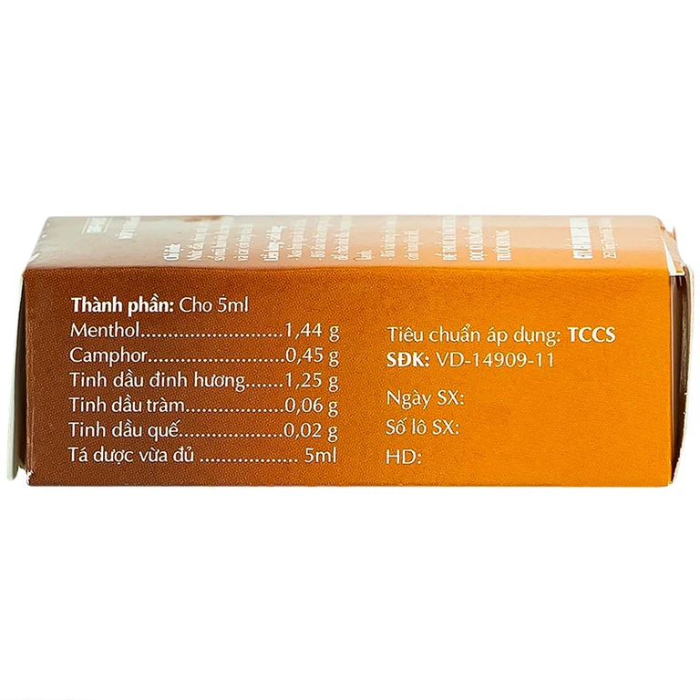 Dầu xoa Sao Vàng Danapha điều trị nhức đầu, chóng mặt, cảm lạnh, sổ mũi (16 chai x 5ml)