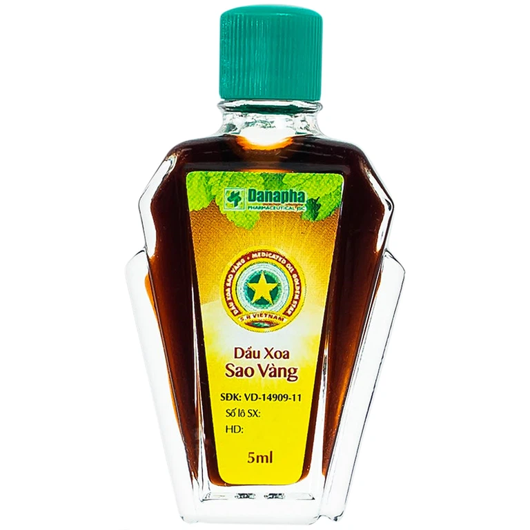 Dầu xoa Sao Vàng Danapha điều trị nhức đầu, chóng mặt, cảm lạnh, sổ mũi (16 chai x 5ml)
