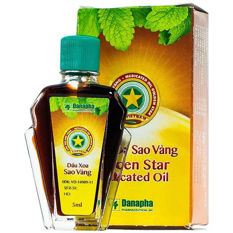 Dầu xoa Sao Vàng Danapha điều trị nhức đầu, chóng mặt, cảm lạnh, sổ mũi (16 chai x 5ml)