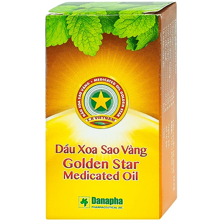 Dầu xoa Sao Vàng Danapha điều trị nhức đầu, chóng mặt, cảm lạnh, sổ mũi (16 chai x 5ml)
