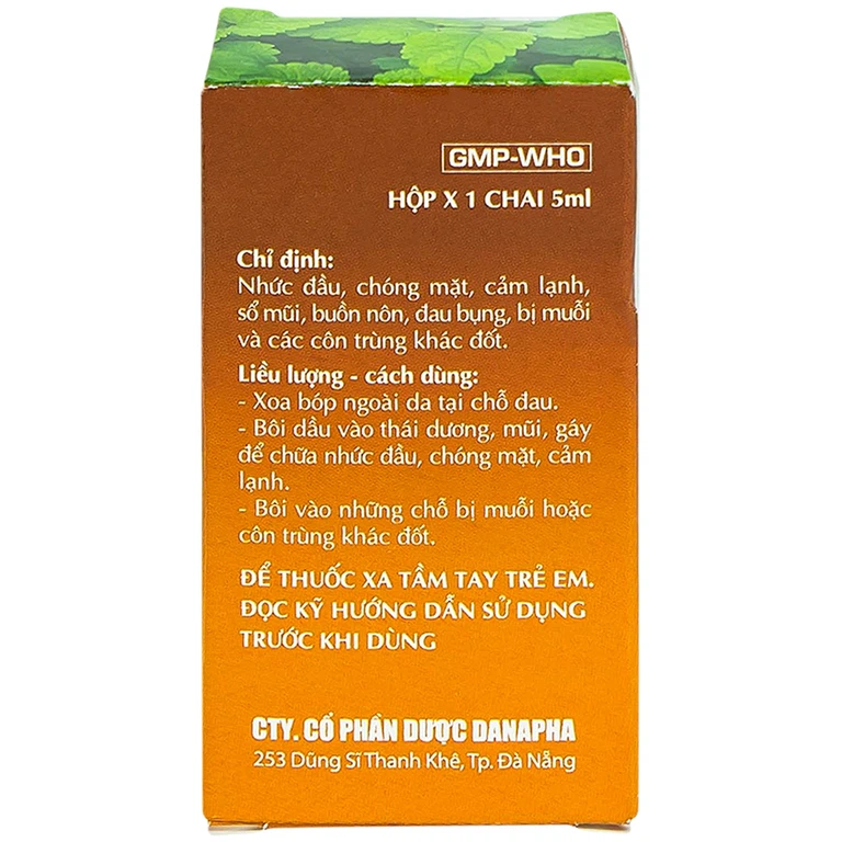 Dầu xoa Sao Vàng Danapha điều trị nhức đầu, chóng mặt, cảm lạnh, sổ mũi (16 chai x 5ml)