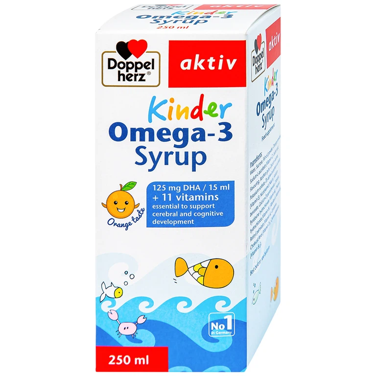 Siro Kinder Omega-3 Syrup Doppelherz Aktiv hỗ trợ phát triển não bộ (250ml)