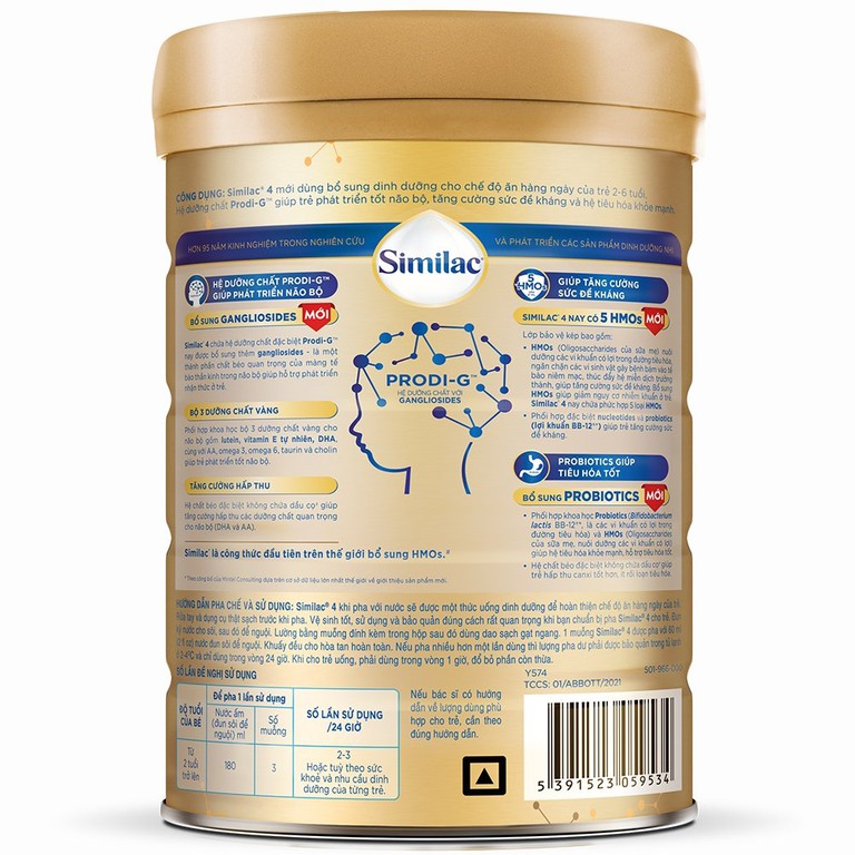 Sữa bột Similac 4 Abbott bổ sung dinh dưỡng cho trẻ 2 - 6 tuổi (900g)