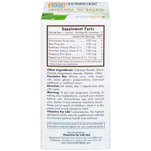 Viên uống Sinus Nose Vitamins For Life hỗ trợ tăng cường sức khỏe đường hô hấp (30 viên)