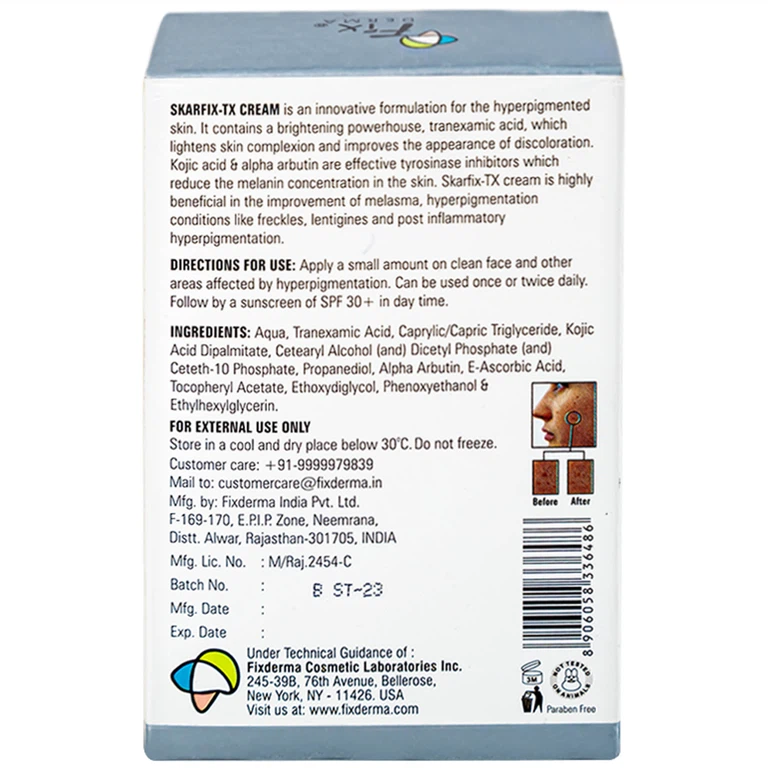 Kem Fixderma Skarfix-TX Cream hỗ trợ làm mờ vết thâm, đốm đen, nám (30g)
