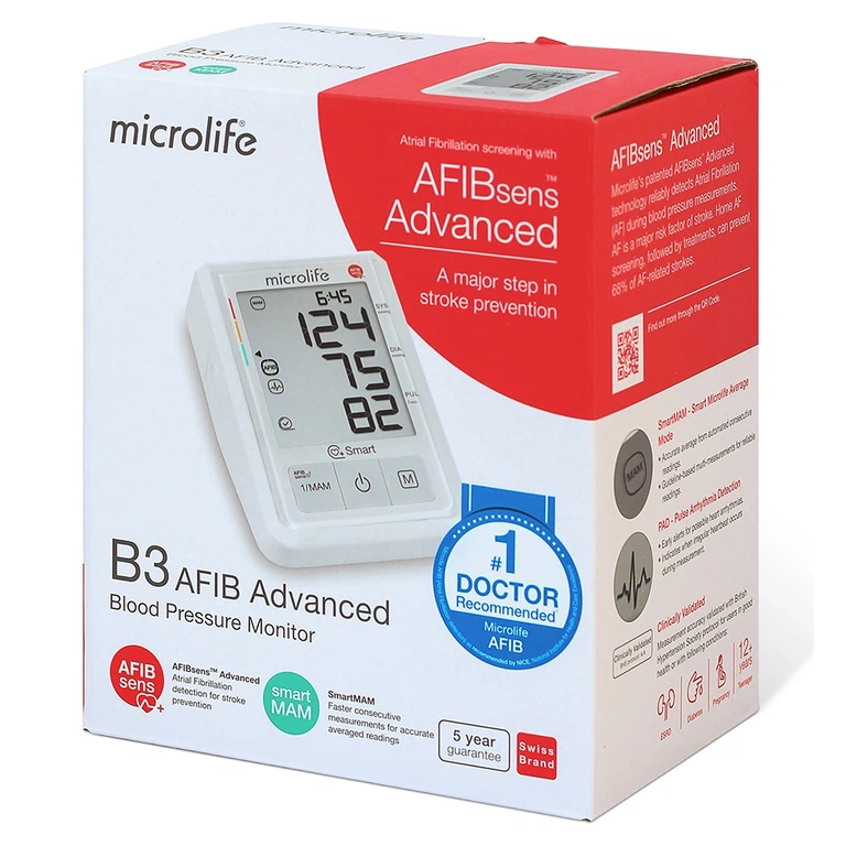 Máy đo huyết áp bắp tay Microlife B3 AFIB Advanced hỗ trợ đo huyết áp, cảnh báo đột quỵ