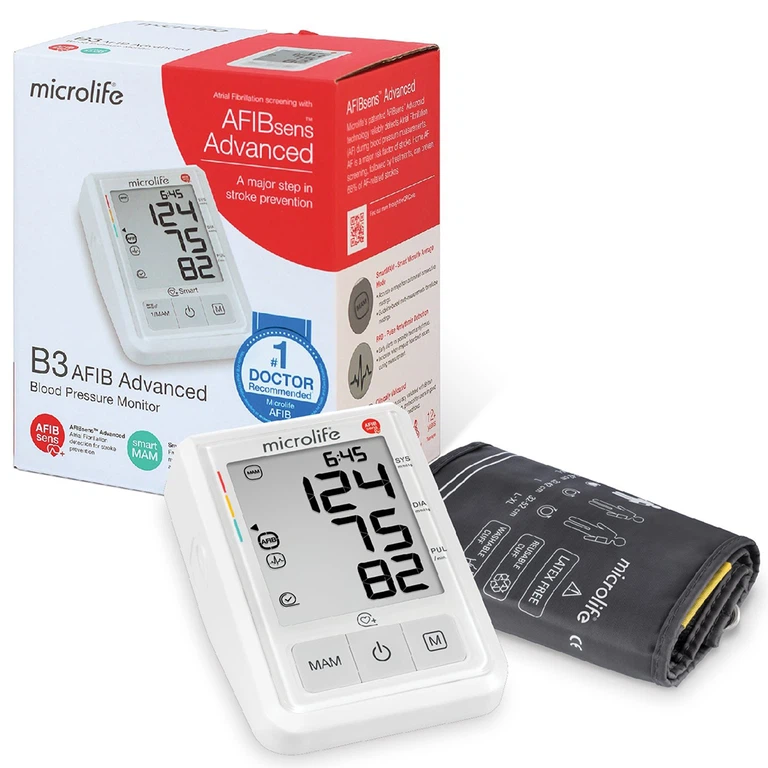 Máy đo huyết áp bắp tay Microlife B3 AFIB Advanced hỗ trợ đo huyết áp, cảnh báo đột quỵ