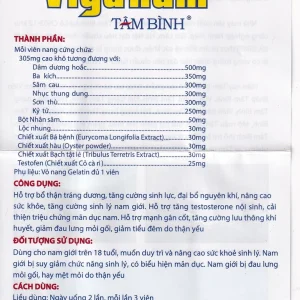 Viên uống Viganam Tâm Bình hỗ trợ bổ thận tráng dương (5 vỉ x 12 viên)