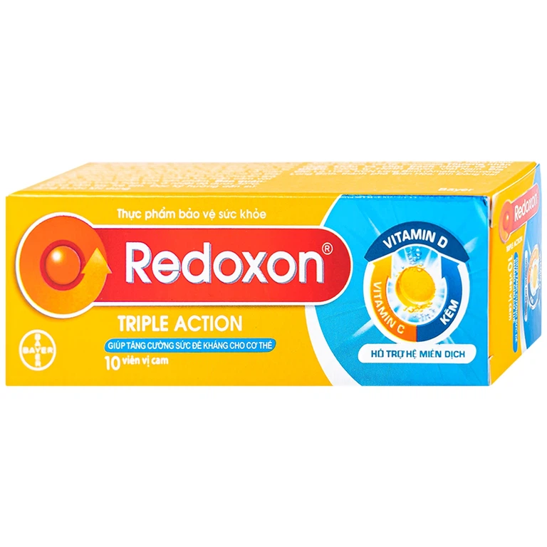 Viên sủi Redoxon Triple Action Bayer bổ sung vitamin C, D và kẽm giúp nâng cao sức đề kháng (10 viên)