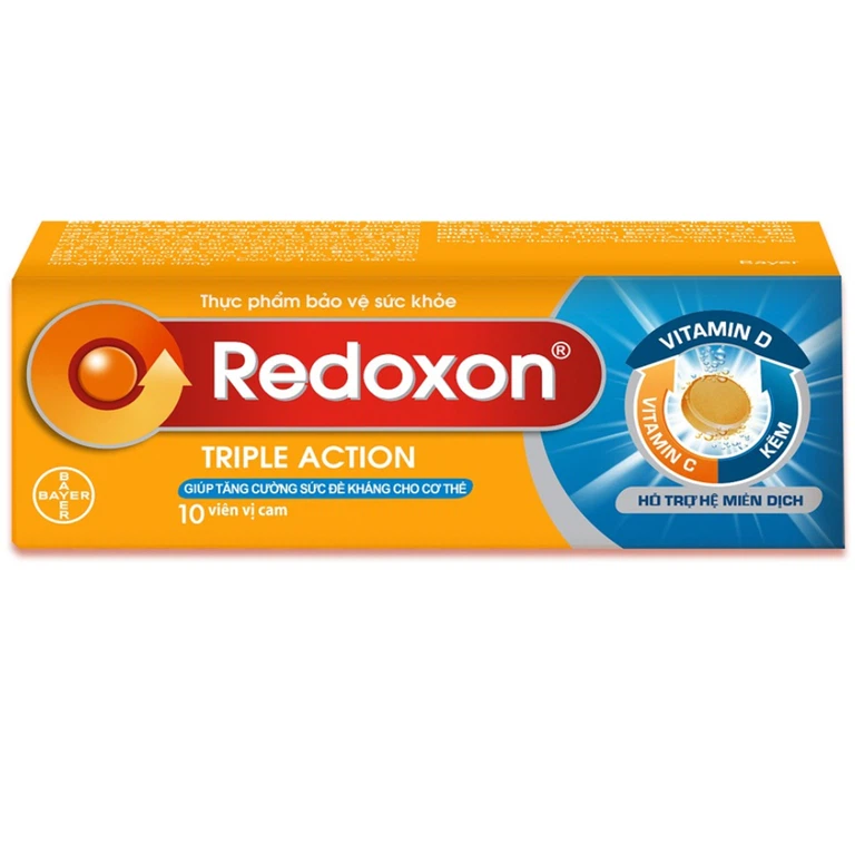 Viên sủi Redoxon Triple Action Bayer bổ sung vitamin C, D và kẽm giúp nâng cao sức đề kháng (10 viên)