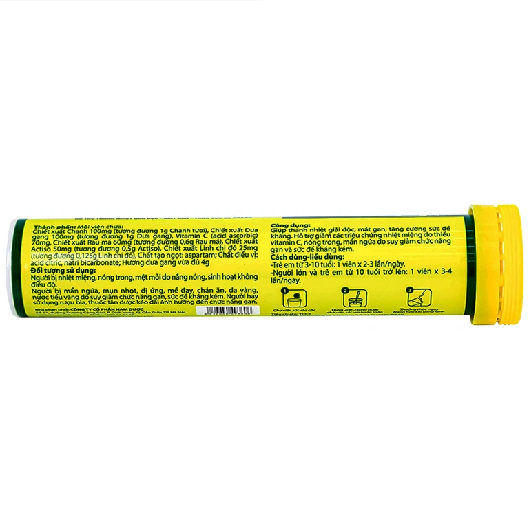 Viên sủi Thanh Nhiệt Livecool Nam Dược hương dưa gang giải độc, mát gan, tăng cường sức đề kháng (16 viên)