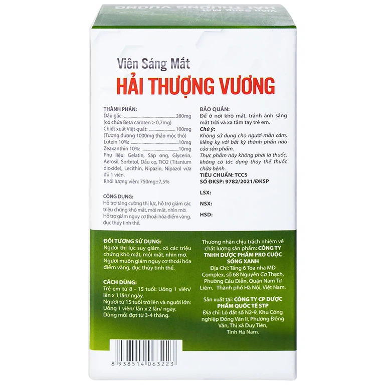 Viên Sáng Mắt Hải Thượng Vương hỗ trợ tăng cường thị lực (60 viên)