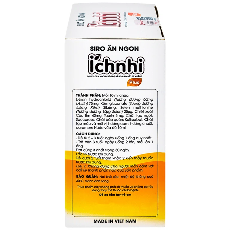 Siro Ích Nhi Plus Nam Dược bổ sung kẽm, seien và lysin giúp trẻ ăn ngon (4 vỉ x 5 ống x 10ml)