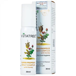 Xịt keo ong Vitatree Super Propolis Spray Complex With Honey hỗ trợ chống oxy hóa, giảm đau rát họng (30ml)