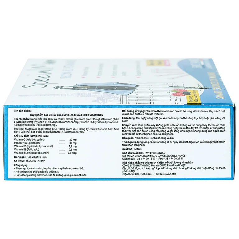 Dung dịch uống Special Mum Iron & Vitamins Eric Favre bổ sung sắt và vitamin (20 gói)
