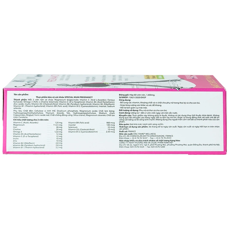 Viên uống Special Mum Grossesse Eric Favre bổ sung các vitamin, khoáng chất (4 vỉ x 15 viên)