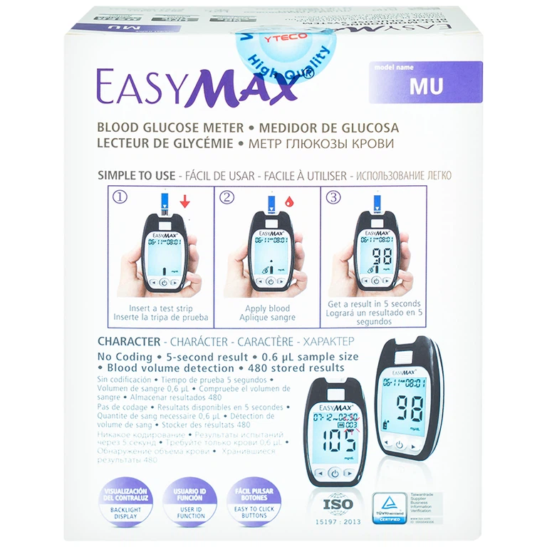 Má́y thử đường huyết Easy Max MU hỗ trợ đo lượng đường trong máu