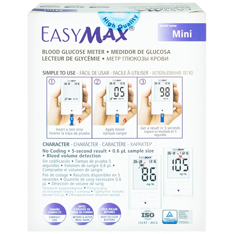Má́y thử đường huyết Easy Max Mini hỗ trợ đo lượng đường trong máu