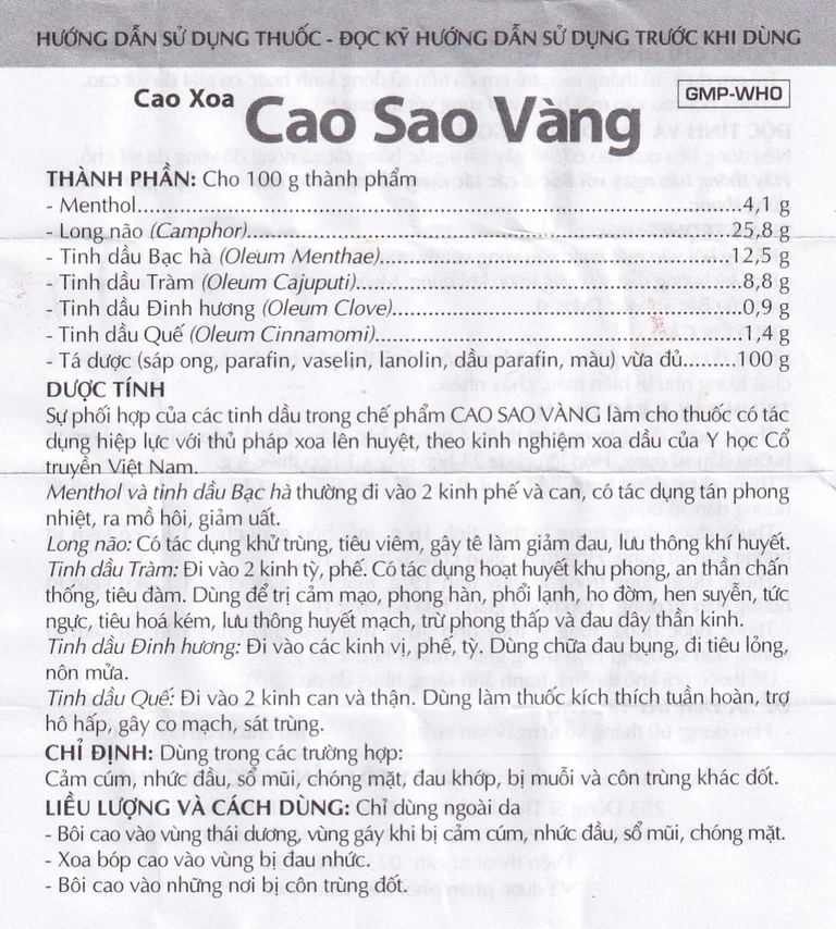 Cao Sao Vàng Danapha điều trị cảm cúm, nhức đầu (16g)