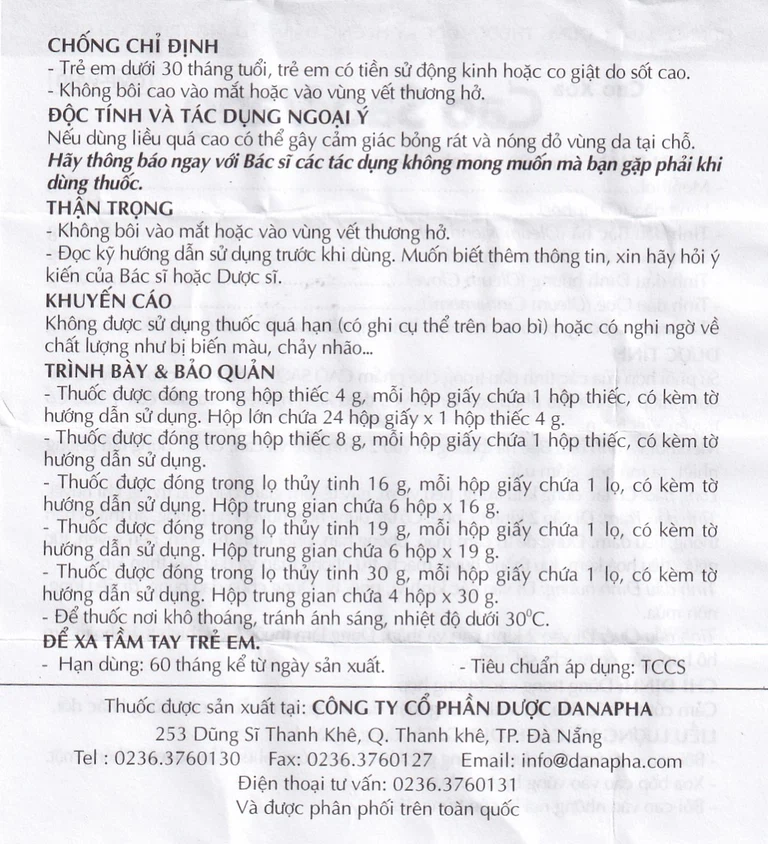 Cao Sao Vàng Danapha điều trị cảm cúm, nhức đầu (16g)