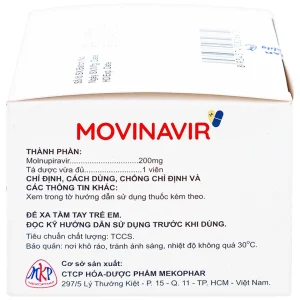 Thuốc Movinavir 200mg Mekophar điều trị Covid-19 mức độ nhẹ đến trung bình (10 vỉ x 10 viên)
