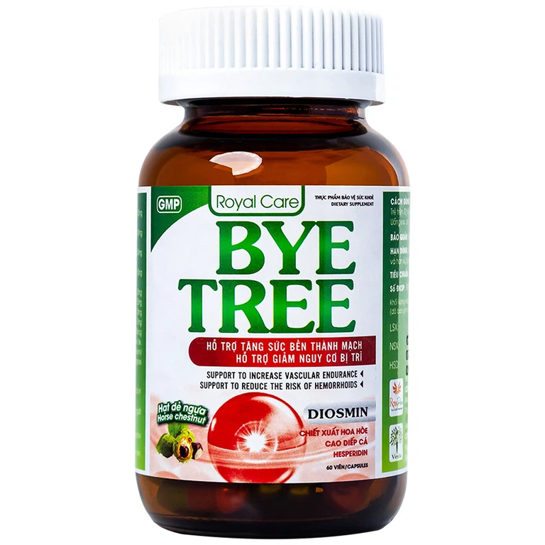 Viên uống Bye Tree Royal Care hỗ trợ tăng sức bền thành mạch, giảm nguy cơ bị trĩ (60 viên)
