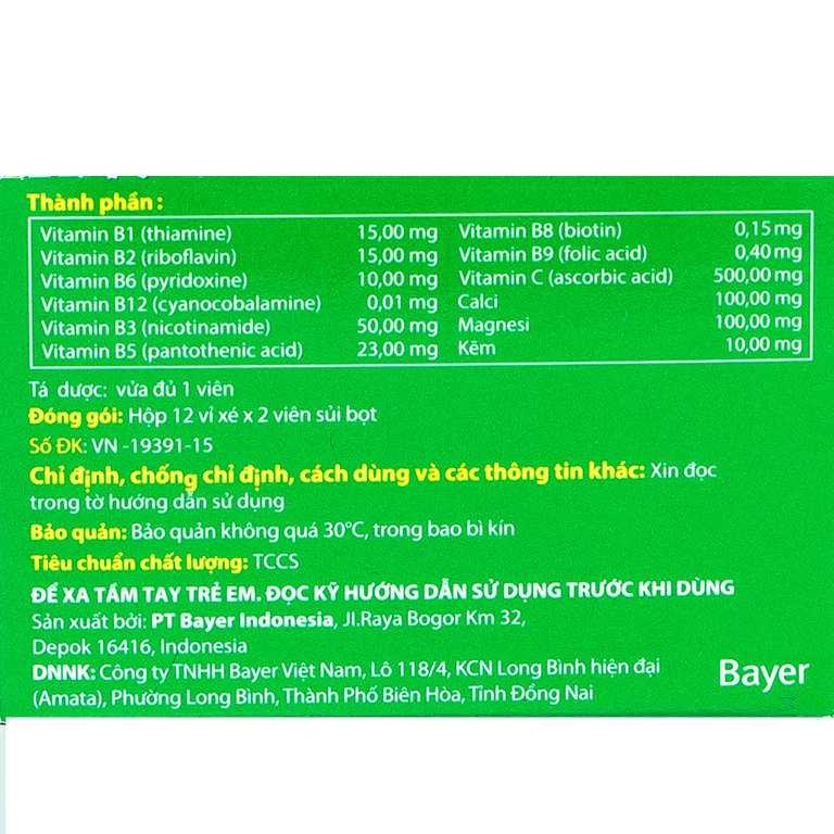 Viên sủi Berocca Performance Orange Bayer bổ sung vitamin và khoáng chất (12 vỉ x 2 viên)