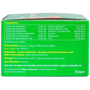 Viên sủi Berocca Performance Orange Bayer bổ sung vitamin và khoáng chất (12 vỉ x 2 viên)