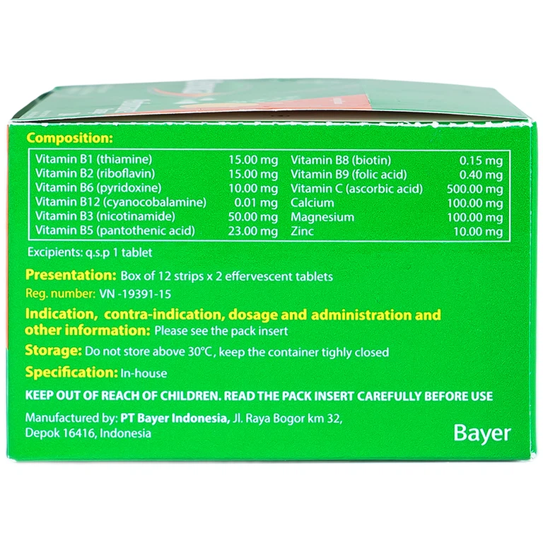 Viên sủi Berocca Performance Orange Bayer bổ sung vitamin và khoáng chất (12 vỉ x 2 viên)