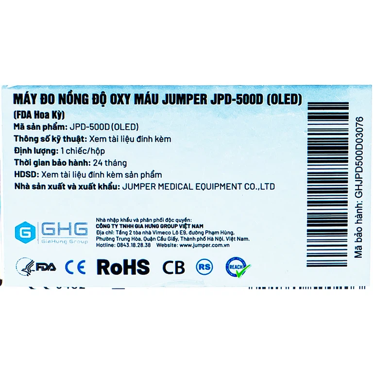 Máy đo nồng độ oxy trong máu Jumper JPD 500D Oled thiết kế nhỏ gọn và sử dụng dễ dàng