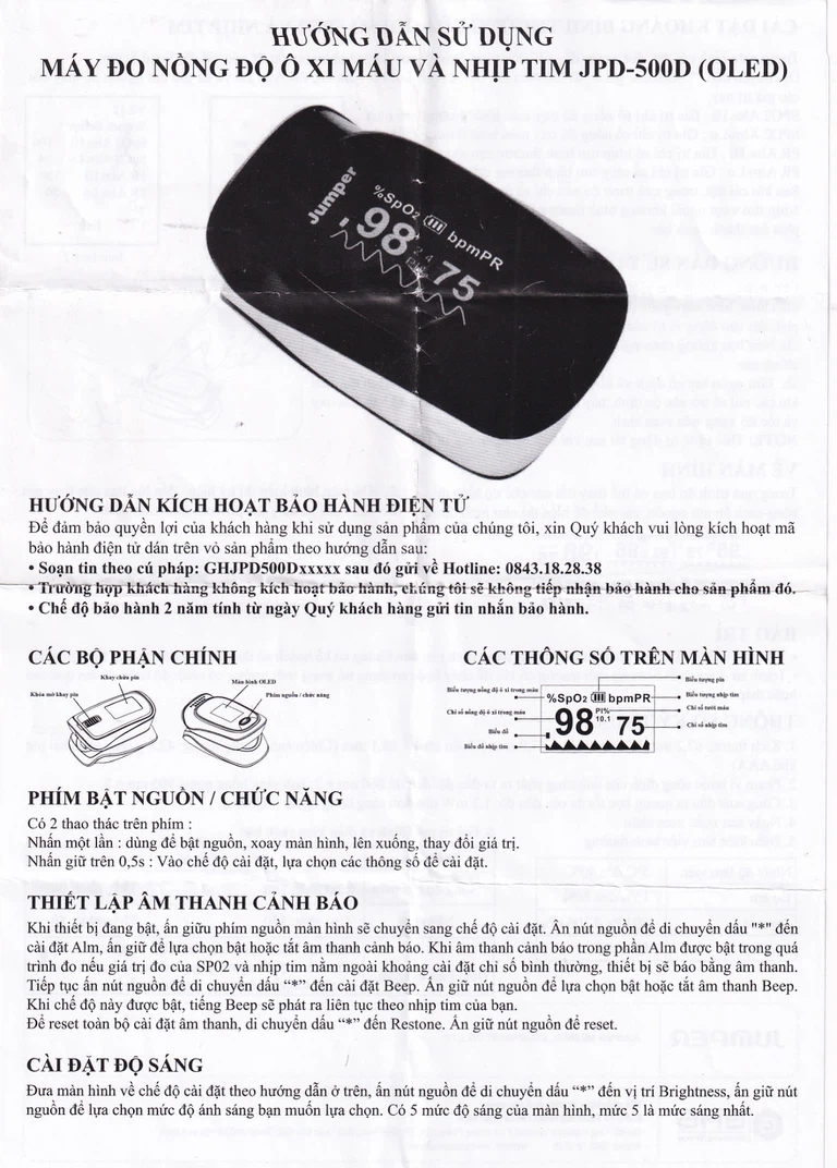Máy đo nồng độ oxy trong máu Jumper JPD 500D Oled thiết kế nhỏ gọn và sử dụng dễ dàng
