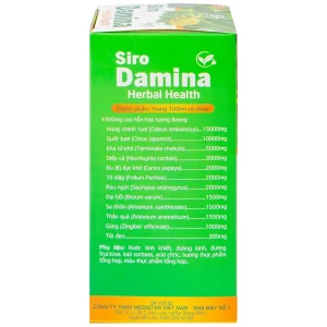 Siro Damina Herbal Health hỗ trợ giảm ho, giảm đờm, ngăn đau rát họng (100ml)