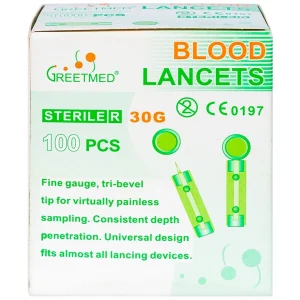 Kim lấy máu Blood Lancets Greetmed dùng cho máy đo đường huyết (100 cái)
